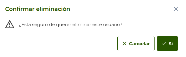 Eliminar usuario confirmación