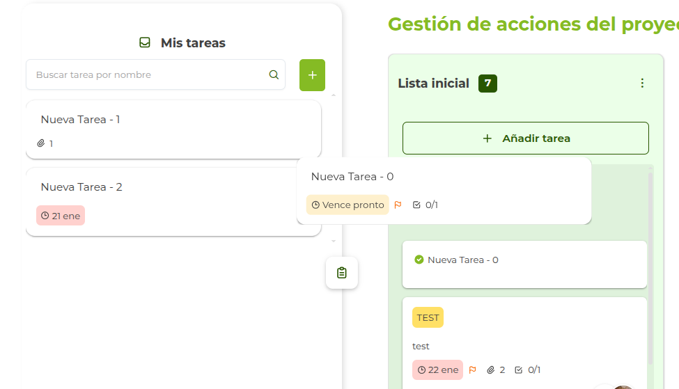 Arrastrar una tarea a una lista