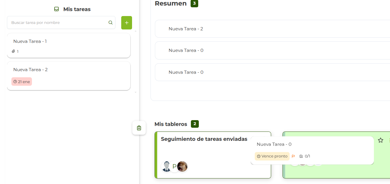 Arrastrar una tarea a un tablero