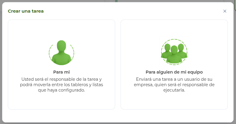 Escoger tipo de tarea