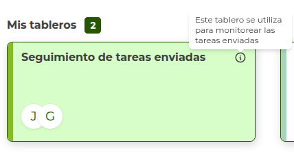 Tarjeta del tablero de tareas enviadas
