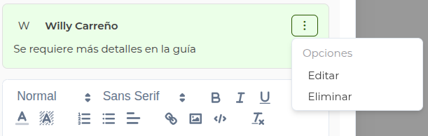 Editar y eliminar comentario