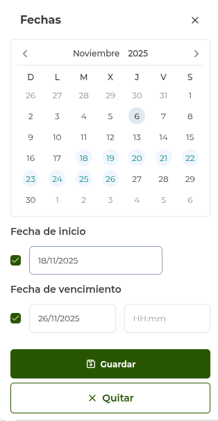 Selección de fechas 2