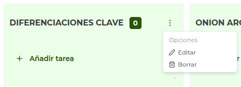 Opciones de la lista