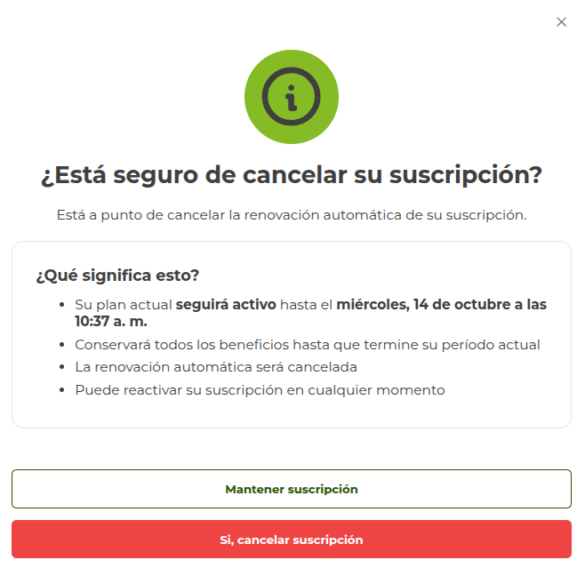 Cancelar suscripción