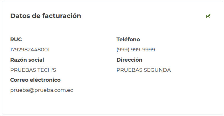 datos de facturación