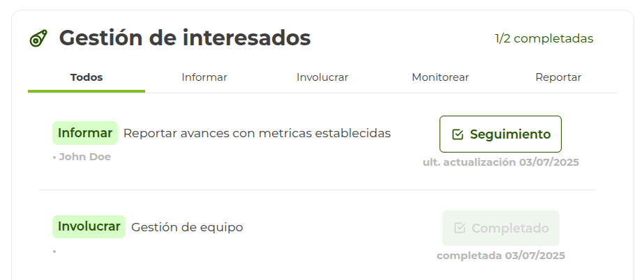 registrar seguimientos