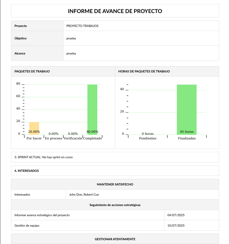 vista de reporte general
