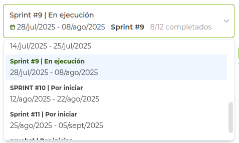 Seleccionar sprint