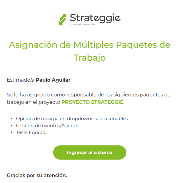 asignación de paquetes
