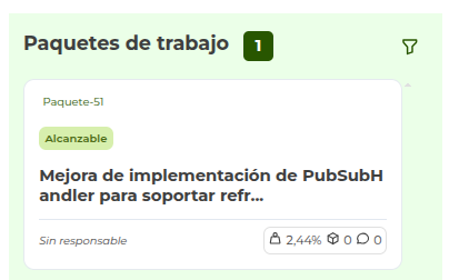 vista del listado de paquetes no asignados